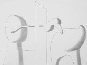 1973_23  Linie in schwarz - 35x39.5cm - Gouache,grafit,papír
