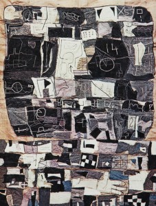 1968_35  Fekete szönyeg - 220x187cm - Textil,juta