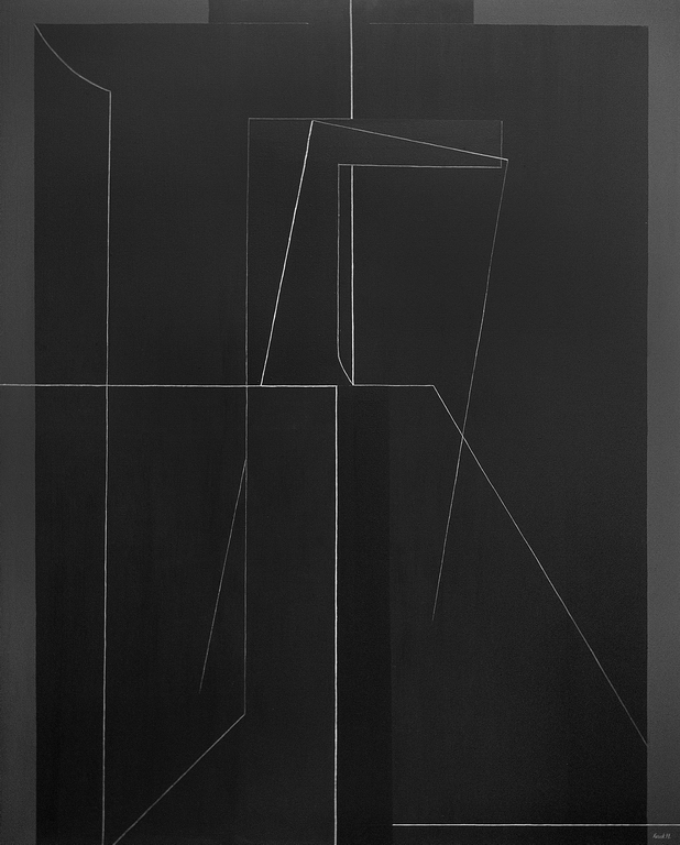 1977_31  Graphidion sur noir - 130x130cm - Akril,vászon
