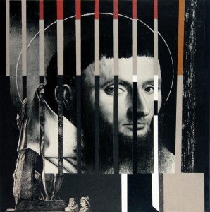 1987_143_11  Karthausi szerzetes megkísértése, Petrus Christus nyomán (K) - 20x20cm - Collage,papír